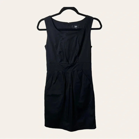 Mossimo BLACK MINI DRESS SIZE 2 PLEATED IN FRONT POCKETS - Picture 2 of 10